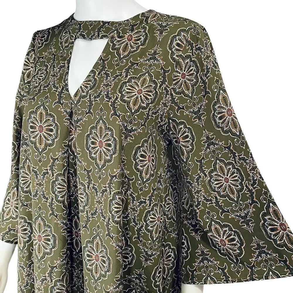 Ee:some Damask Print Bell Sleeve Oversized Top Medium